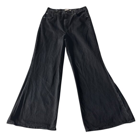 Levi's Premium Womens Sz 31 High Loose Flare Leg Trainwreck Black Denim Jeans - Picture 2 of 12